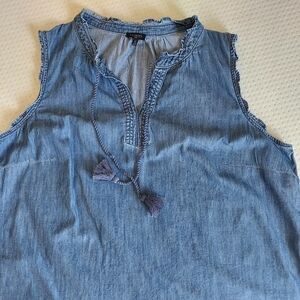 Talbots Sleeveless Denim Top with Tassel Tie